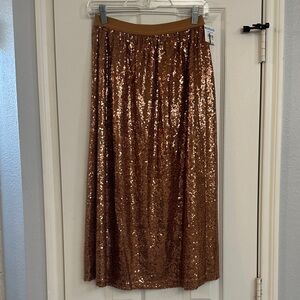 Shimmering Copper Sequin Midi Skirt. Size XS. NWT.